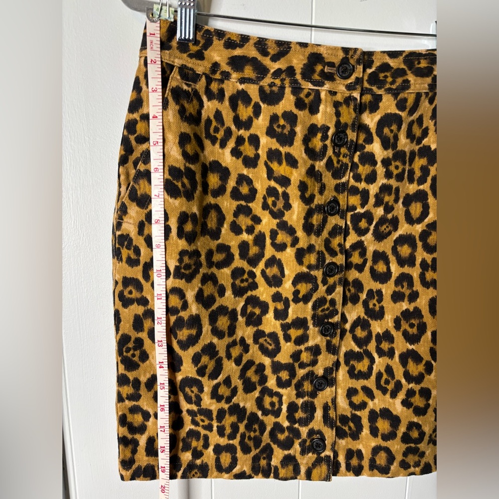 LRL Ralph Lauren Cheetah Pencil Print Skirt Size 8, Linen/Cotton, Button Front - Picture 8 of 11